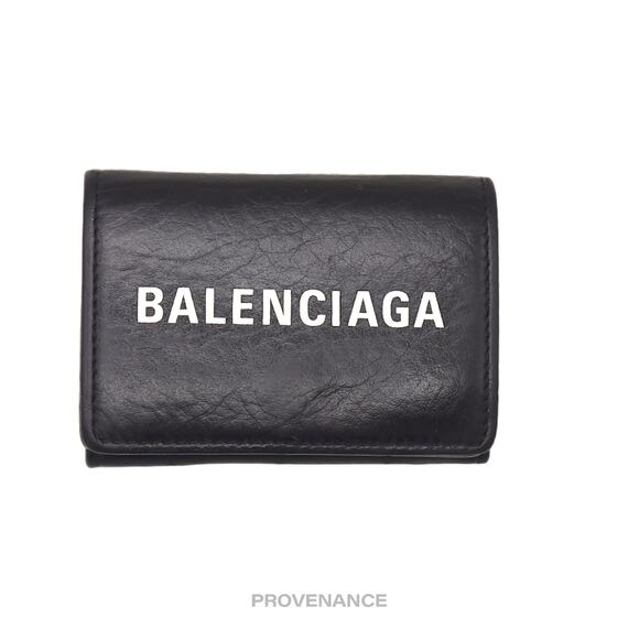 🔴 Balenciaga Logo Trifold Wallet - Black White - Picture 1 of 12